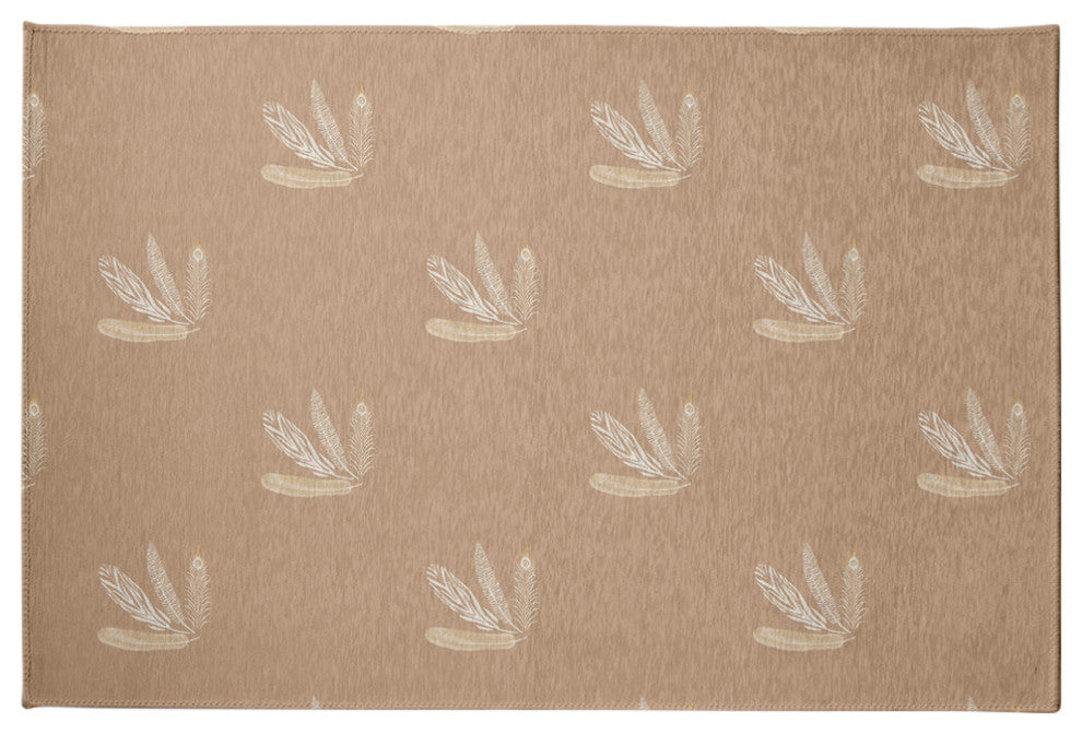 Feather Pattern Spring Chenille Rug, Brown, 4'x6'