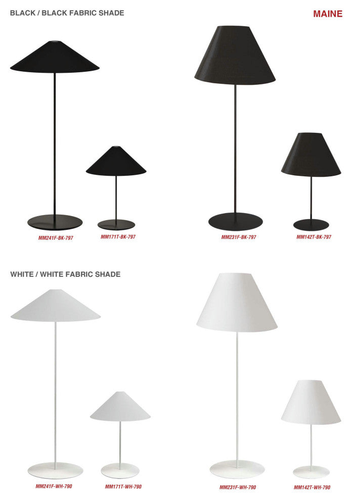 1LT Slope Table Lamp White Shade White