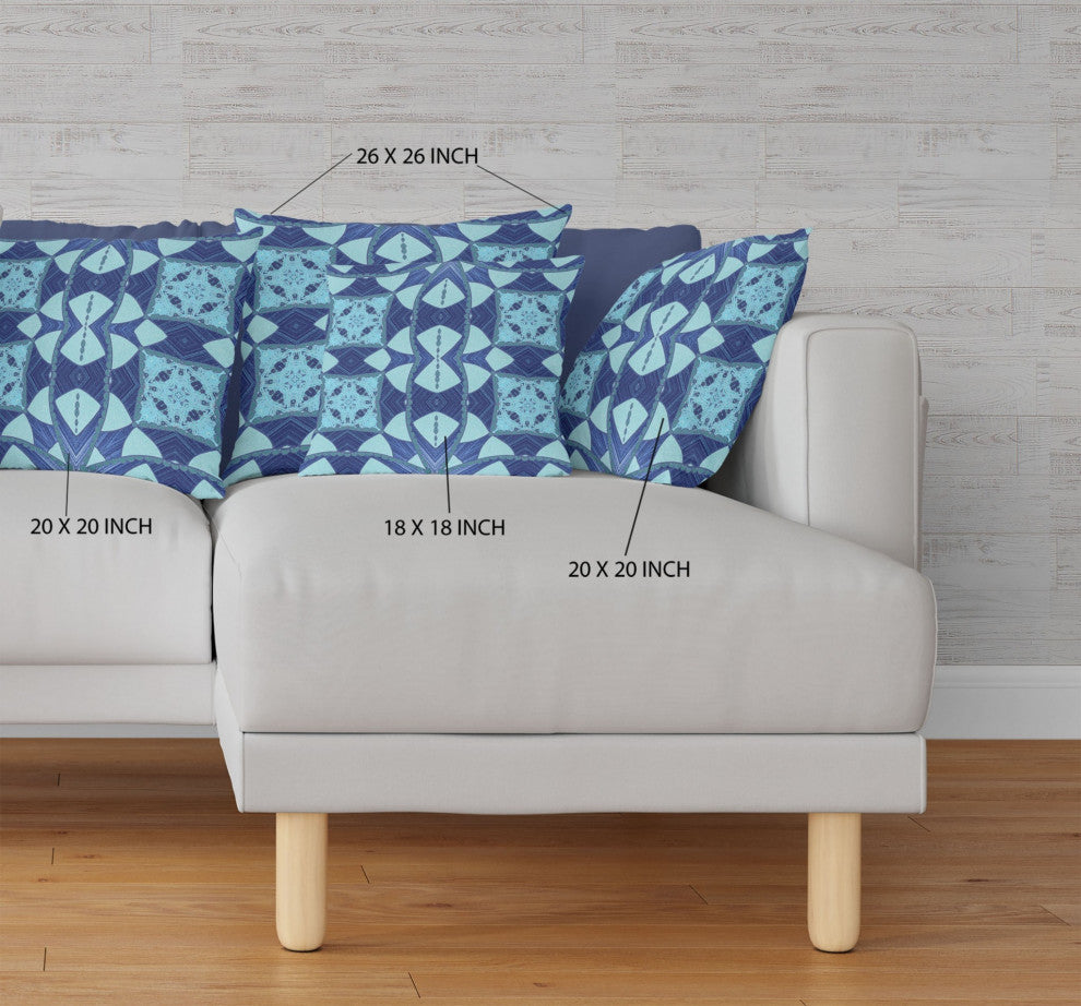 20" Sky Blue Cosmic Circle Boho Suede Throw Pillow
