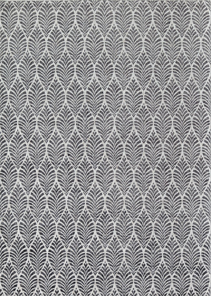Jade Fusion White Geometric Contemporary White Recycled Area Rug, 2'6" X 8'