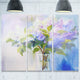 "Blue and White Lilacs in Vase" Metal Wall Art, 3 Panels, 36"x28"