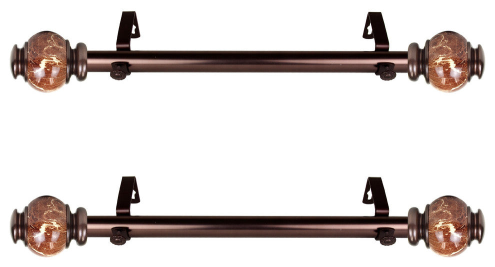 Polychrome 1" Diameter Side Curtain Rod 12-20" Long, Set of 2, Bronze
