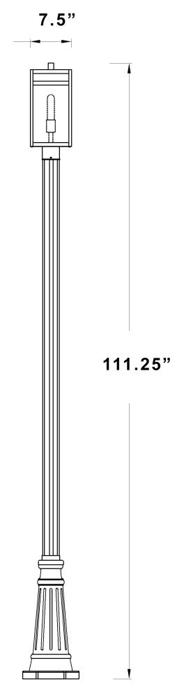 Z-LITE 596PHMR-519P-BK 1 Light Outdoor Post Mounted Fixture, Black