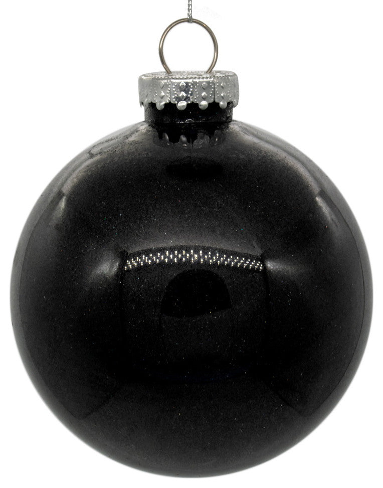 Clear Ornament With Glitter Interior , Black, 3"
