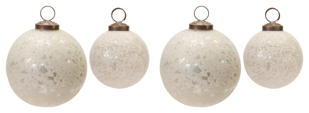 Frosted Glass Ball Ornament, 4-Piece Set