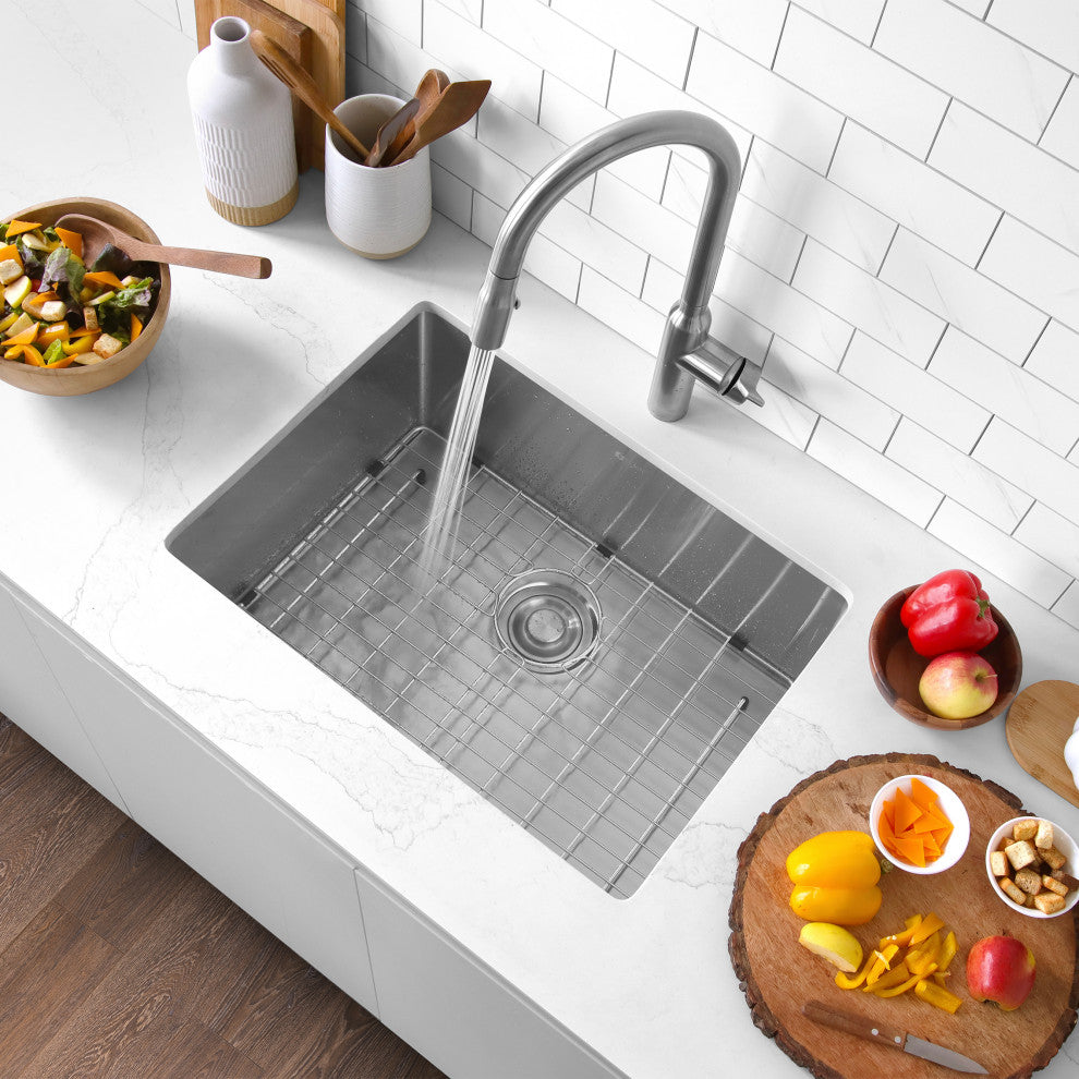 STYLISH 23" x 18" Stainless Steel 16 Gauge Single Basin Undermount Kitchen Sink