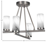 Trinity 4 Light Semi-Flush Shown, Graphite Finish With 2.5" Onyx Swirl