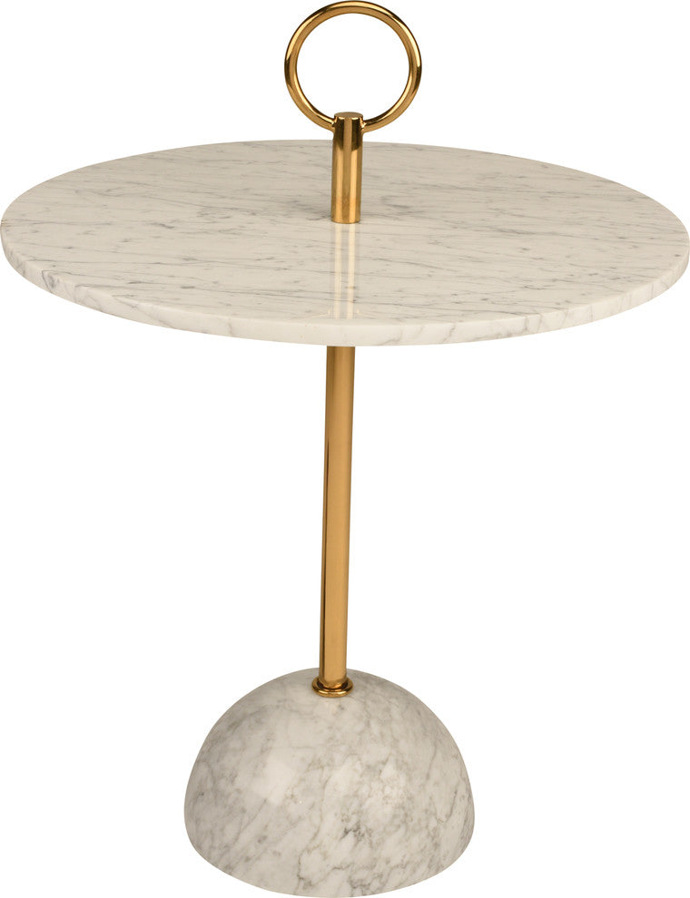 Roseta Side Table, White Marble, Polished Gold Stainless Steel