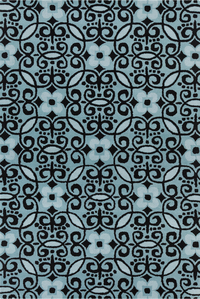 Stella Contemporary Area Rug, Blue and Black, 8''x10''