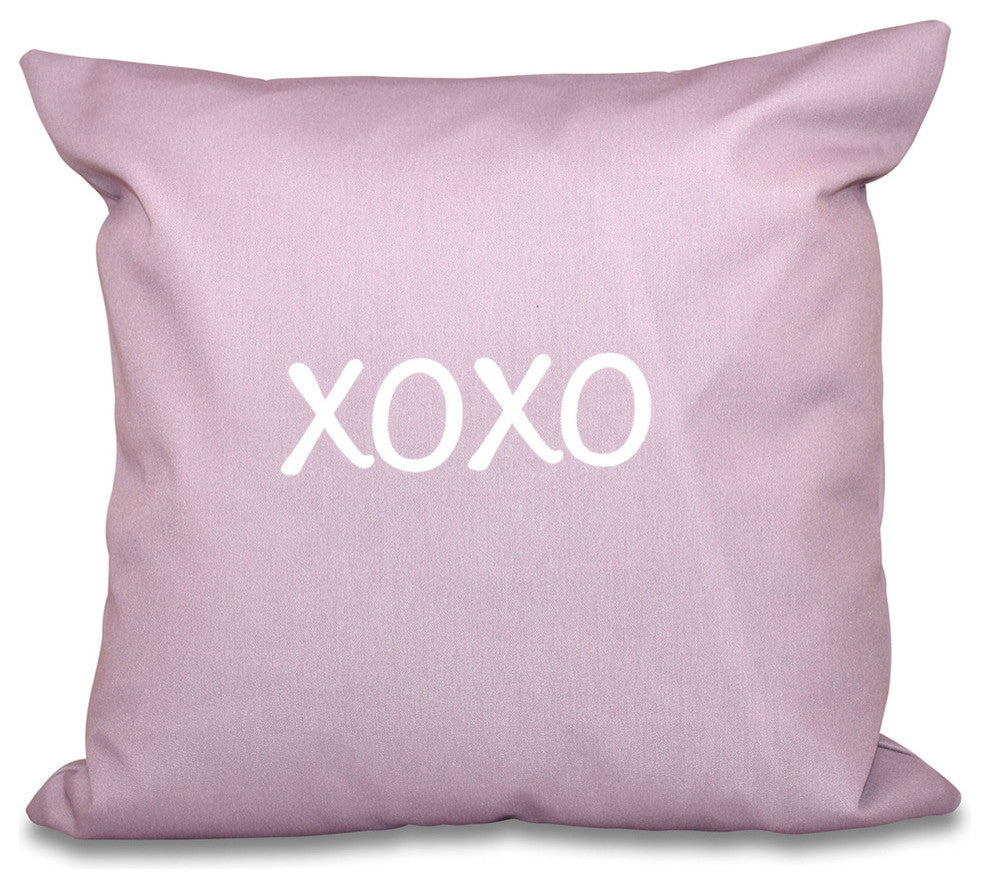 18"x18" "xo"xo, Word Print Pillow, Lavender