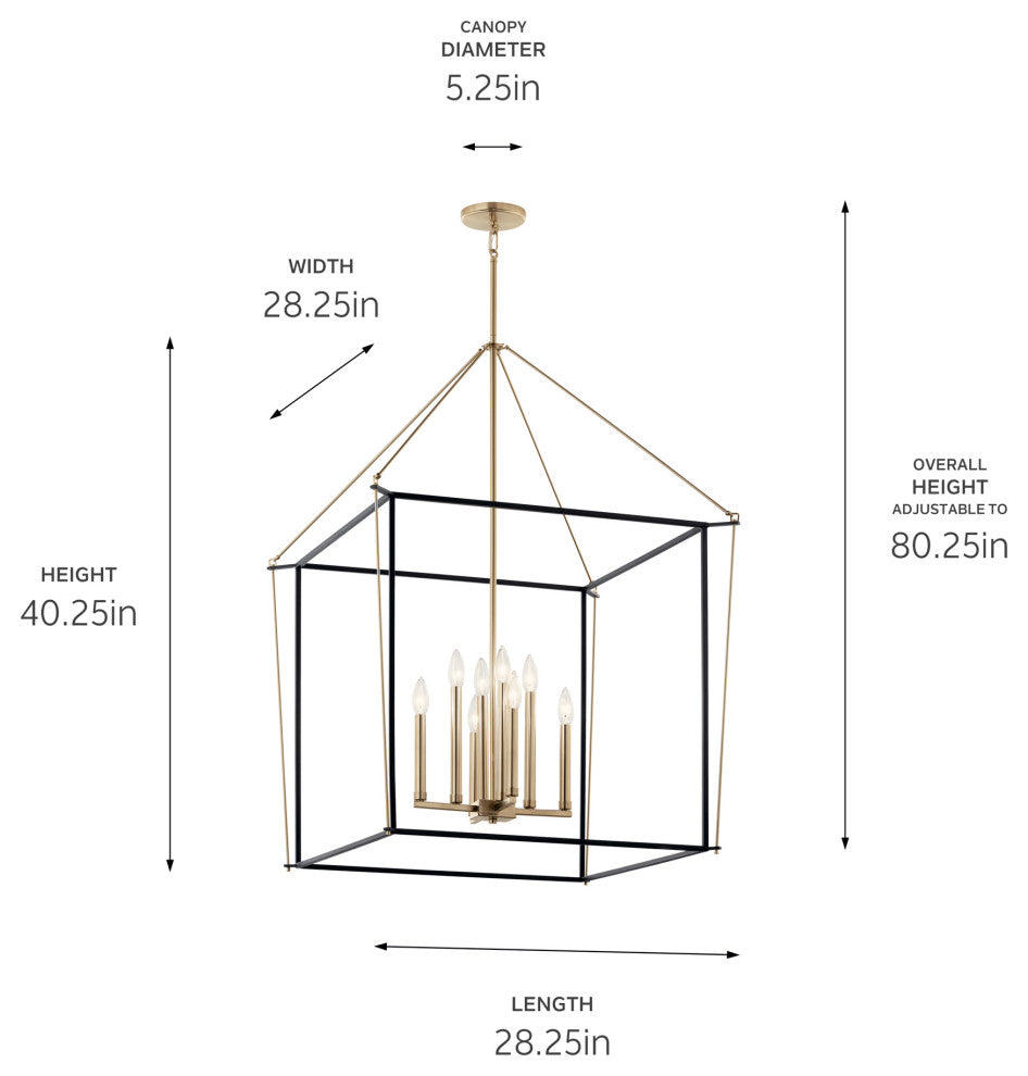 Eisley 4 Light Foyer Pendant, Champagne Bronze, 40.25"
