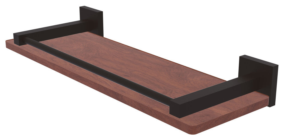 Montero 16" Solid Wood Shelf with Gallery Rail, Oil Rubbed Bronze