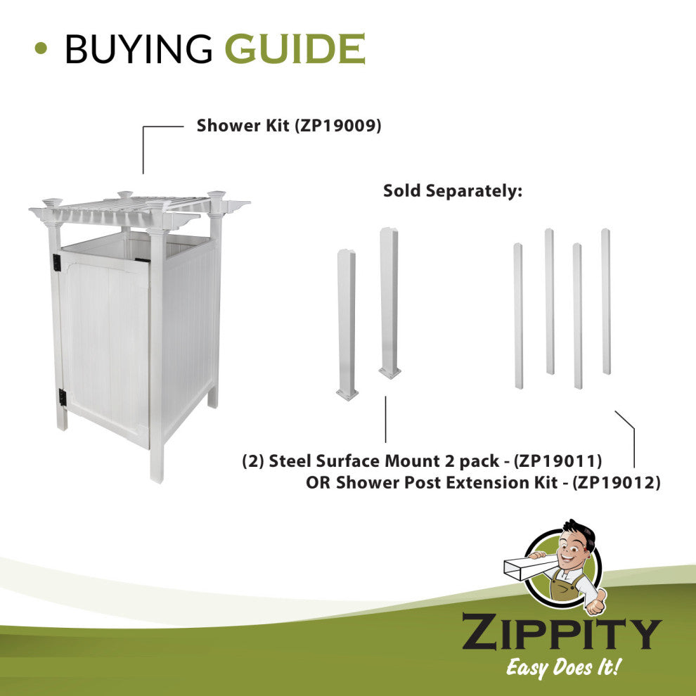 Outdoor Vinyl Shower In-Ground Post Mounting Extension Kit, 4 Pack