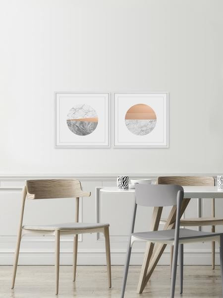 "Marble Finish" Framed Painting Diptych, 48"x24"