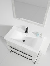 Fine Fixtures Modern Vanity Set, Gray Marble, 36", Black Hardware