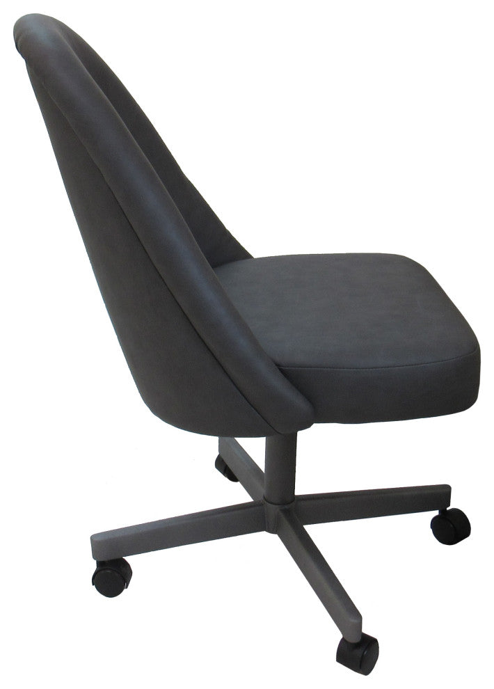 M-235 Dinette Swivel Metal Caster Chairs - Clear Glass, Grey Vinyl - Grey, Crack