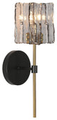 LNC Tucana Polished Gold and Matte Black Modern Wall Sconce, Textured Glass, 1 Light