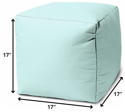 17  Cool Pale Aqua Solid Color Indoor Outdoor Pouf Ottoman