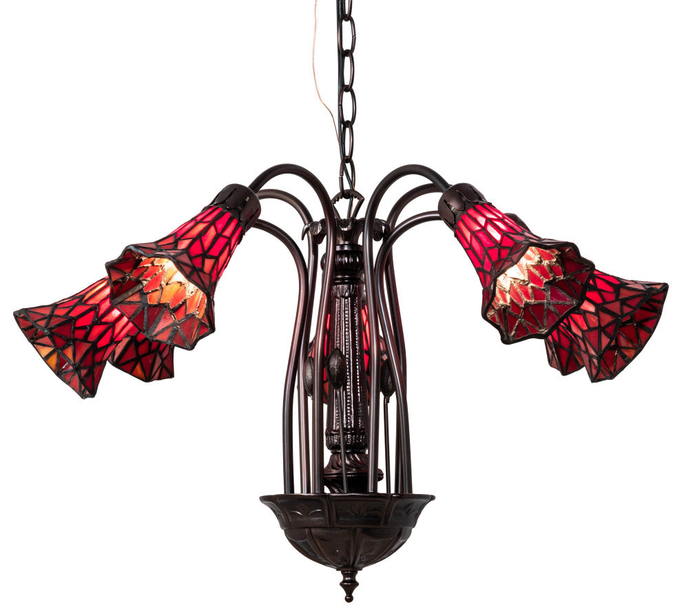 24 Wide Tiffany Pond Lily 7 Light Chandelier