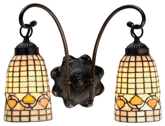 14 5"W Tiffany Acorn 2 Lt Wall Sconce
