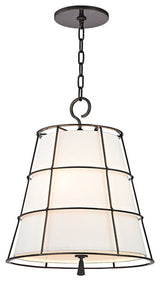 Savona, Three Light 18" Pendant, Old Bronze Finish, Linen Shade