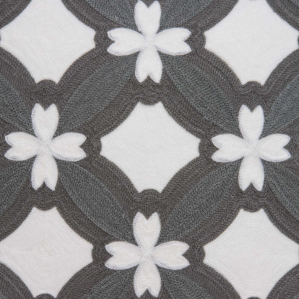 HomeRoots 20" x 0.5" x 20" Transitional Gray and White Pillow Cover