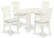 5-Pc Dinette Set 4 Dining Chairs, Drops Leaves Table, Linen White