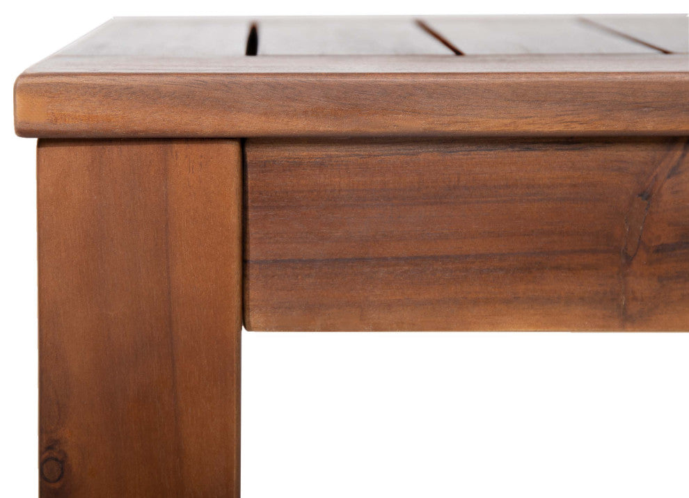 Ebany Outdoor Acacia Wood Dining Bench (Set of 2), Dark Brown