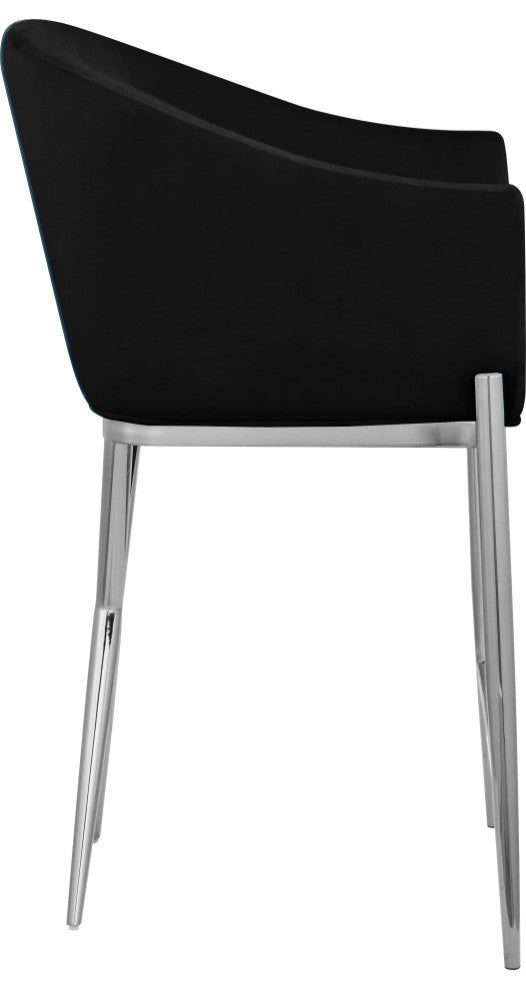 Xavier Velvet Upholstered Counter Height Stool, Black, Chrome Finish