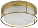 16" 3-Light Flush Mount Light, New Age Brass, White Marble Glass