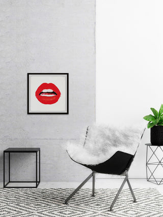 "Red Lips" Framed Painting Print, 24"x24"