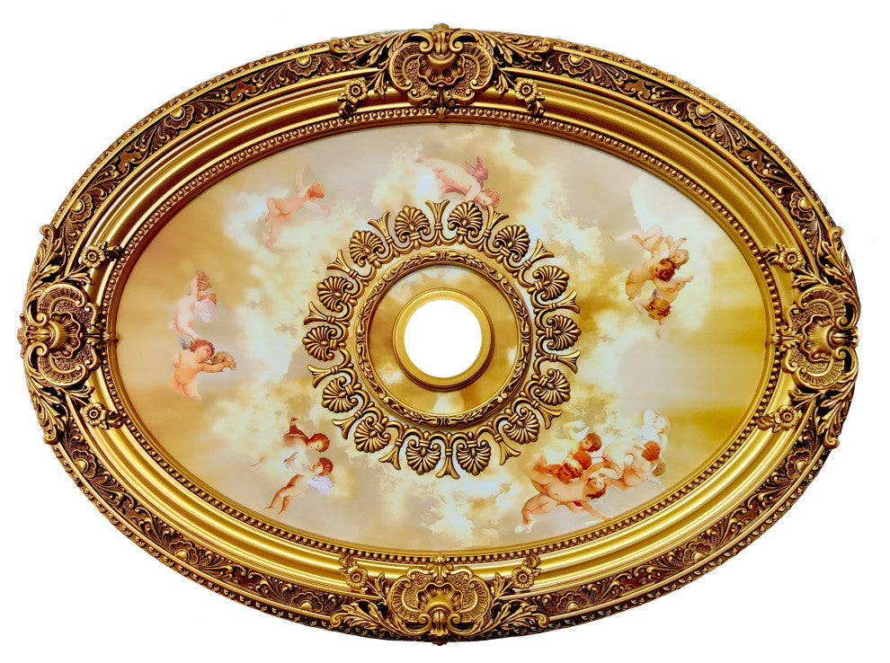 Artistry Lighting, Oval 43"x32" Antique Gold Ceiling Medallion (ART0811-F-023)