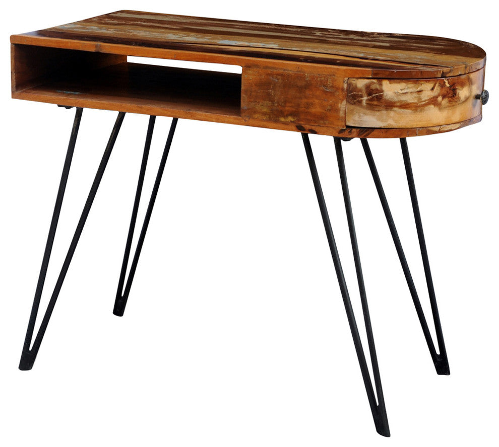 vidaXL Desk Computer Desk Home Office Desk with Iron Legs Solid Wood Reclaimed