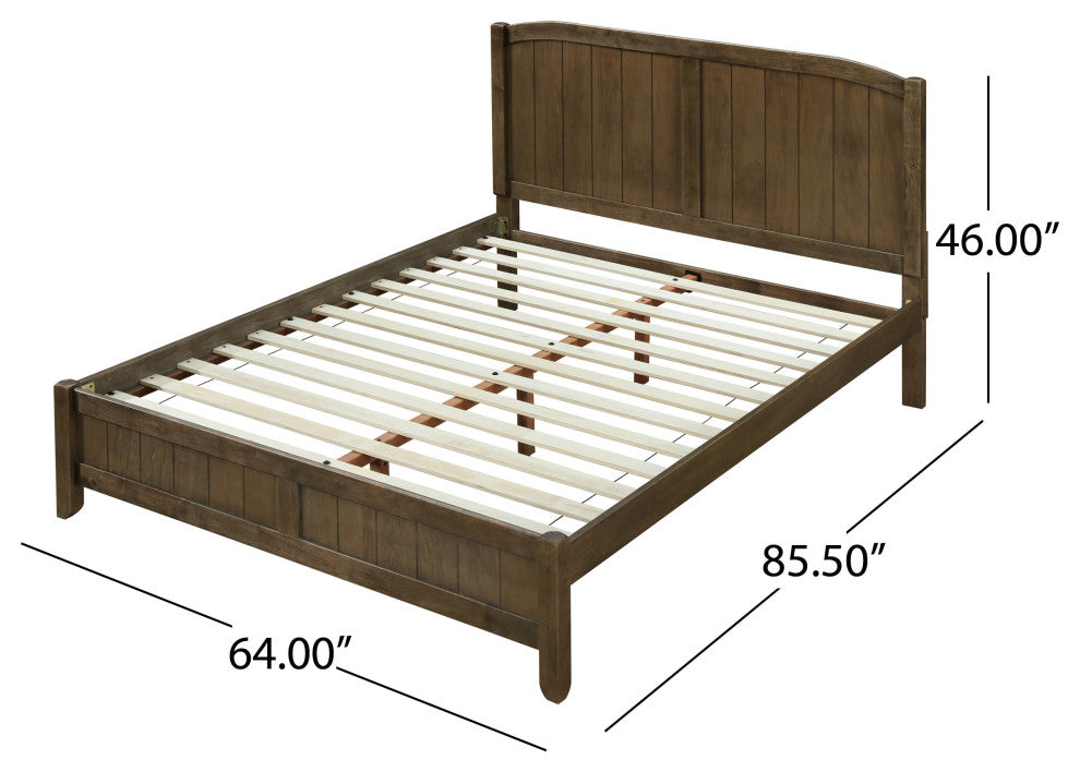 Camille Rustic Wooden Queen Platform Bed, Weathered Oak