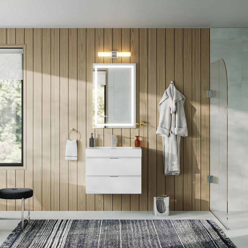 Boutique Bath Vanity, High Gloss White, 30", Single Sink, Wall Mount