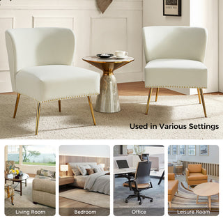 Beatrice Accent Chair With Nailhead Trim, Ivory