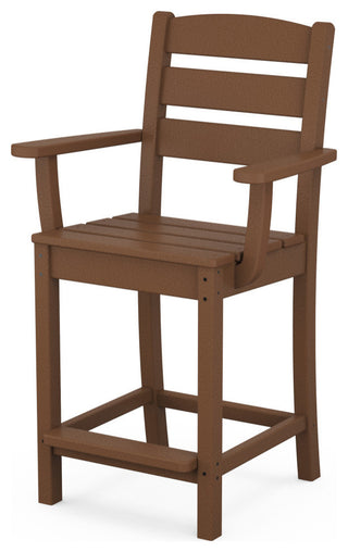 POLYWOOD Lakeside Counter Arm Chair, Teak