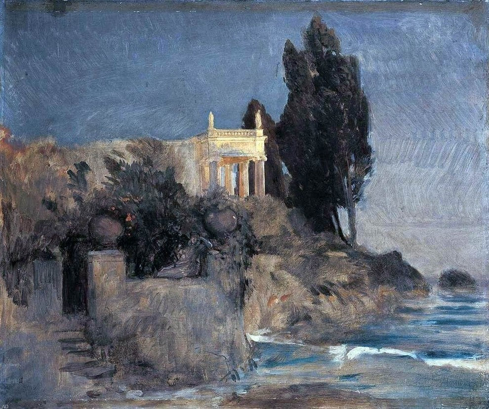 Arnold Bocklin A Villa by the Sea, 20"x25" Gallery Wrapped Canvas Print