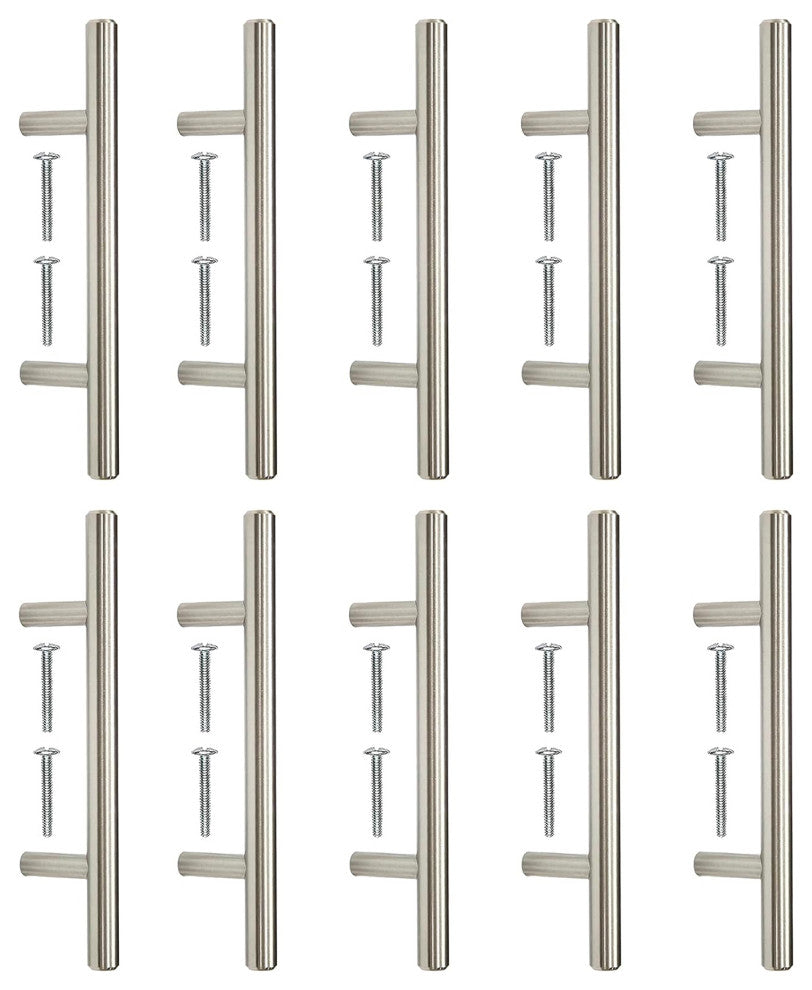 Mascot Hardware 3" Center Solid Steel Bar Pull , Satin Nickel Finish - Set of 10