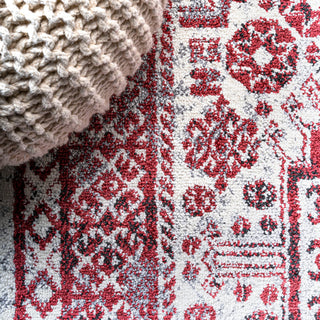 Boho Cottage Medallion Runner Rug, Red/Ivory, 5'x8'