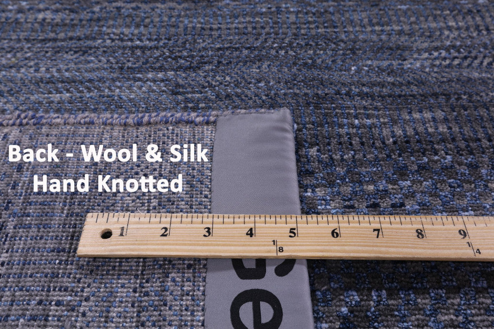 Hand-Knotted Savannah Grass Wool and Silk Rug 9' 0" X 12' 3" Q11919