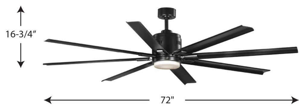 Vast Collection 72-In 18W LED 8-Blade Fan, Black