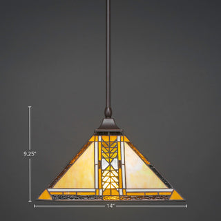 1-Light Stem Hung Pendant, Dark Granite/Santa Cruz Art