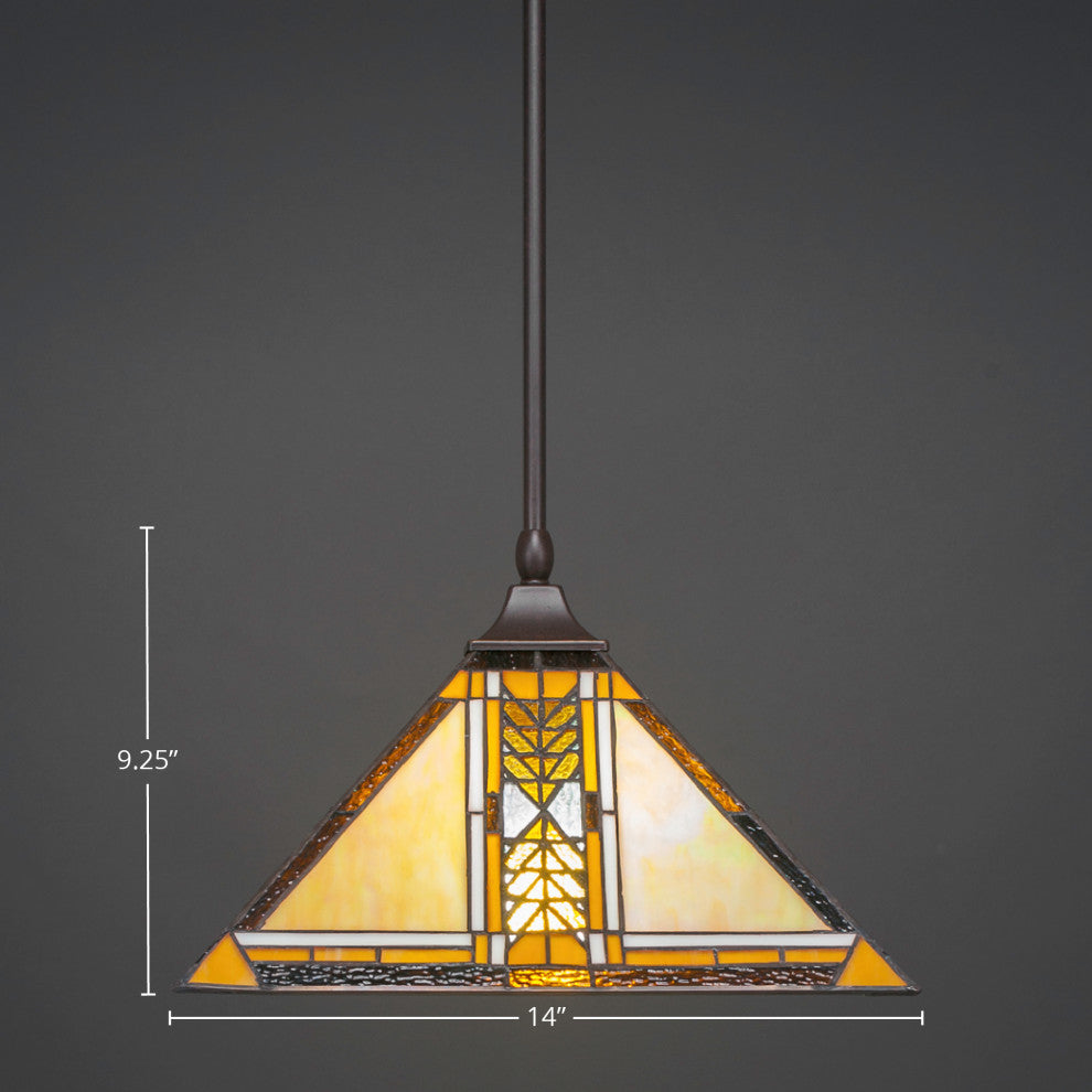 1-Light Stem Hung Pendant, Dark Granite/Santa Cruz Art