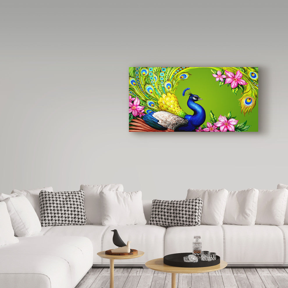 Maria Rytova 'Gorgeous Peacock' Canvas Art, 47"x24"