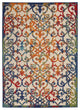 5' X 8' Ivory And Blue Floral Indoor Outdoor Area Rug