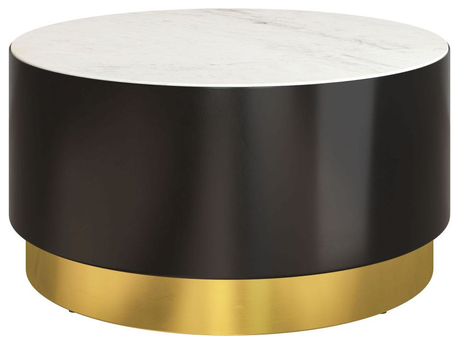 Zeke Coffee Table White, Black/Gold