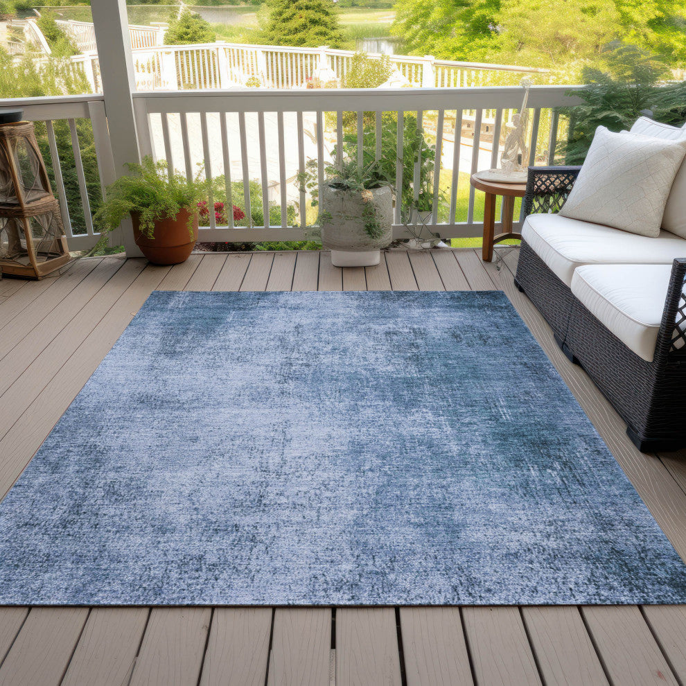 Machine Washable Indoor/Outdoor Chantille ACN1903 Blue 9' x 12' Rug