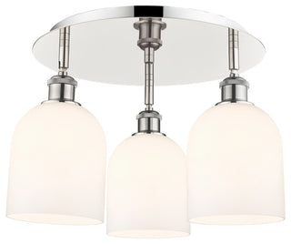 Ballston-Bella 3-Light 18" Flush Mount, Polished Nickel, Gloss White