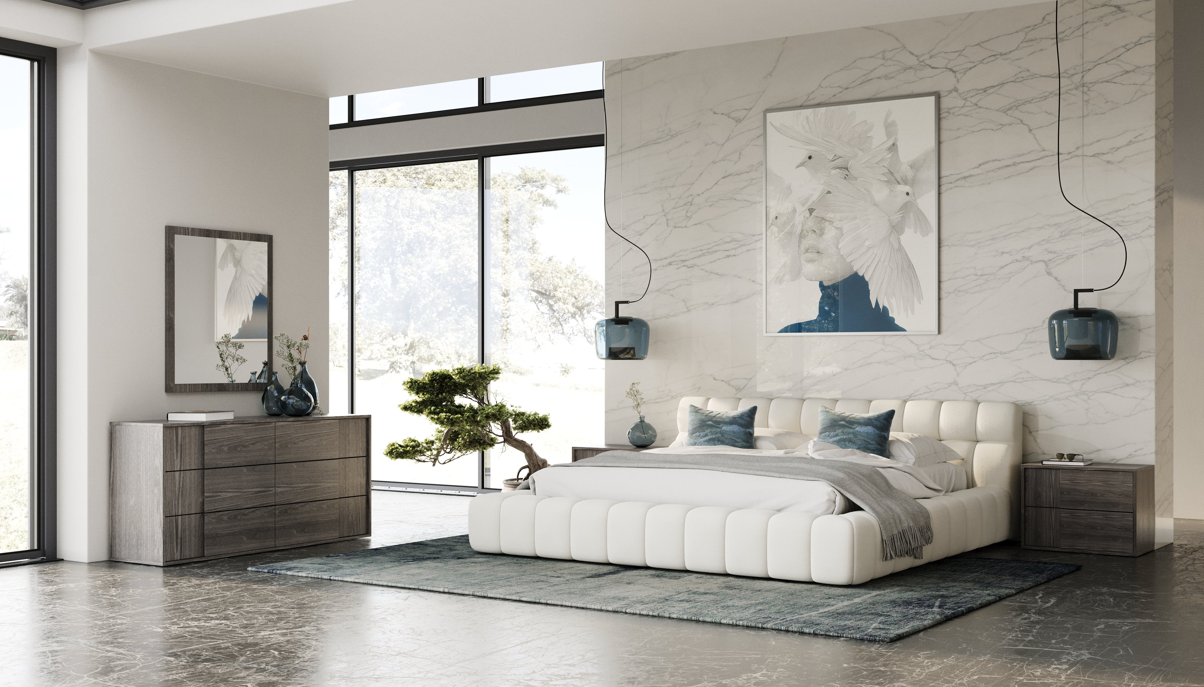 Nova Domus Asus Italian Modern Elm Grey Nightstand